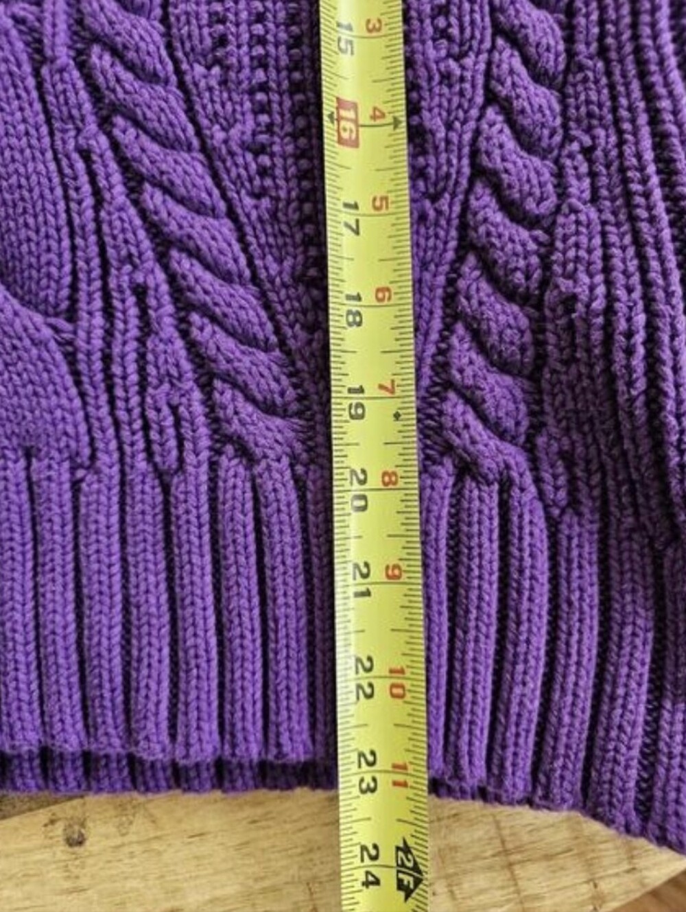 Lands' End Purple Cable-Knit Turtleneck Sweater - Picture 3 of 6
